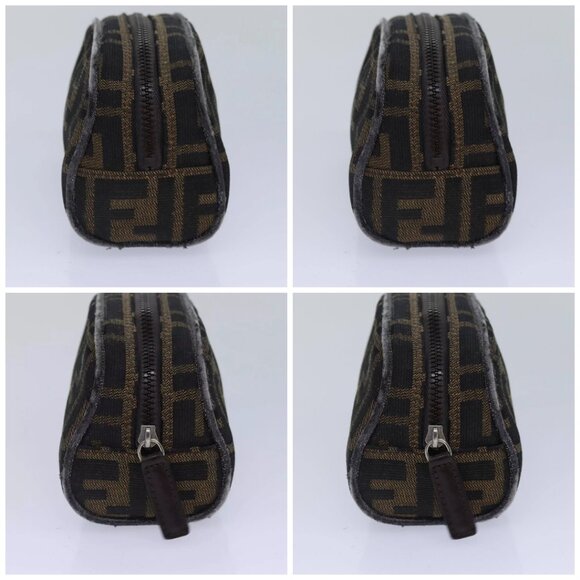 FENDI Zucca Canvas Pouch Brown Black Silver Auth fm3759 - Picture 16 of 16